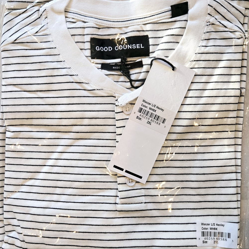 Good Counsel Striped Knit Henley Shirt Long Sleeve 2XL NWT